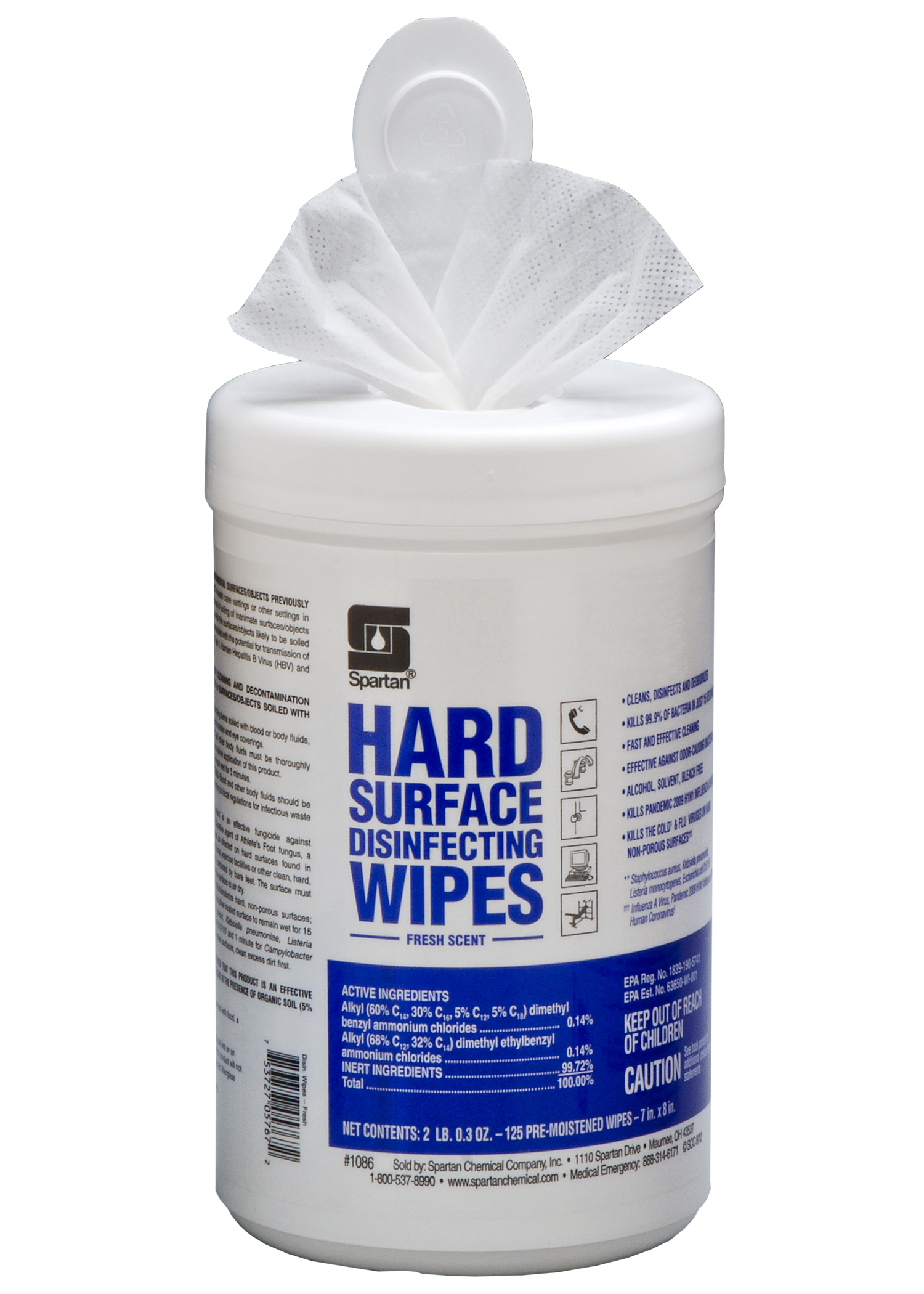 Hard Surface Disinfecting Wipes (Fresh Scent) 125 wipes (6 per case)